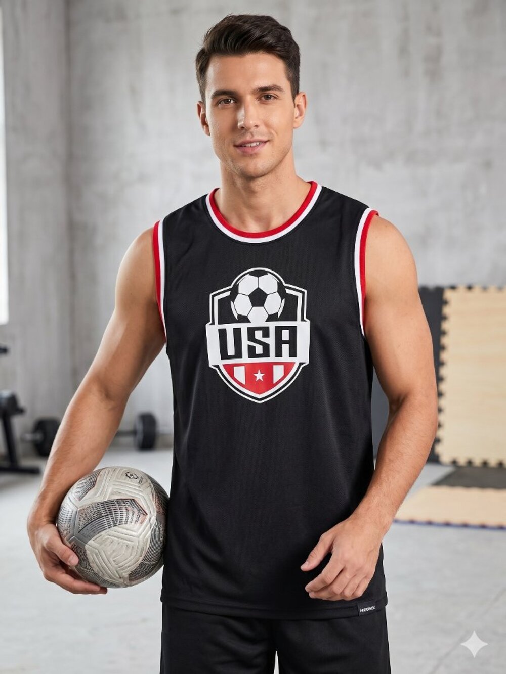 USA Soccer Crest Graphic Mesh Sleeveless Tank Top
